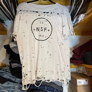 NSF distressed ripped trendy tee